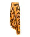 Etro Orange Skirt With Asymmetric Design And All-over Stencil Floral Print In Viscose Woman In Orange