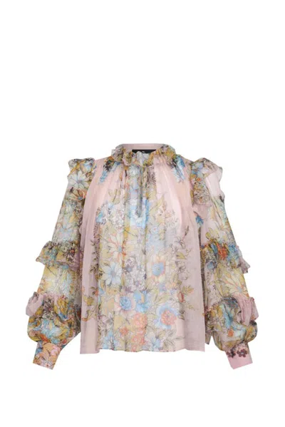 Etro Floral Printed Balloon Sleeved Blouse In Pink