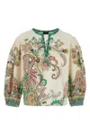 Etro Multicolor Blouse With V-neck And All-over Floral Print In Cotton Woman