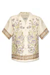 Etro Floral-print Bowling Shirt In Beige