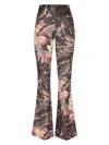Etro Multicolor Flared Pants With All-over Motif In Velvet Woman In Grey