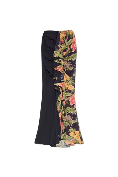 Etro Floral-print Draped Maxi Skirt In Multi
