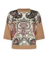 Etro Paisley Silk-inset Wool Knit Top In Green