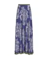 Etro Silk Bandanna Bouquet Maxi Skirt In Blue