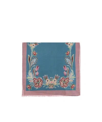 Etro Fringed Scarf In Blue