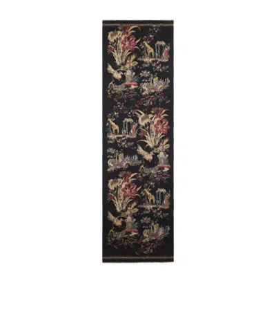 Etro Brushed Wool Scarf With Two Prints In White