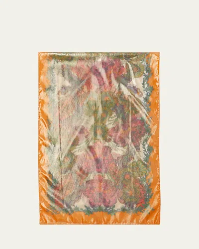 Etro Floral Printed Shiny Silk Scarf In Multi