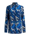 Etro Silk Shirt With Maxi Floral Print In Blue