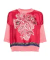 Etro Bandana Print Silk Knit Combo Sweater In Red
