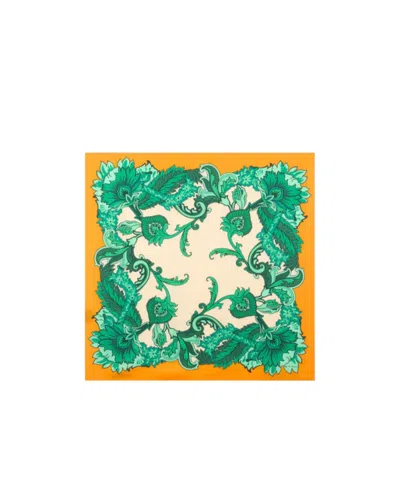 Etro Floral Printed Twill Scarf In Green