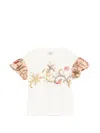 Etro Floral Ruffled Sleeve T-shirt In Neutral