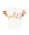 Etro Floral Ruffled Sleeve T-shirt In Multi