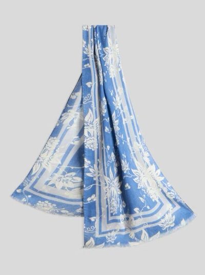 ETRO , FLORAL SCARF, WOMAN, NAVY BLUE