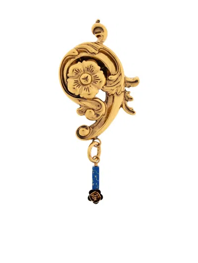 Etro Floral-scroll Brass Brooch In Gold