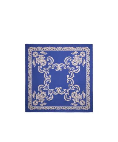 Etro , Floral Shawl, Woman, Electric Blue In Stampa F.do Blu