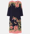 Etro Floral Border Shift Dress In Multicoloured