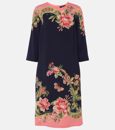 Etro Floral Shift Dress In Blue