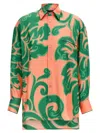 Etro Pink Silk Shirt With Green Print