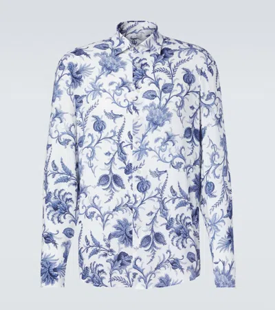Etro Floral Shirt In Blue