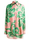 Etro Pink Silk Shirt With Green Print Women In Multicolor