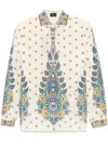 Etro Ivory Paisley Print Silk Twill Shirt In Nude