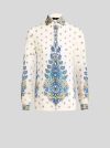 Etro Ivory Paisley Print Silk Twill Shirt In White