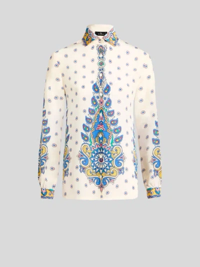 ETRO , FLORAL SHIRT, WOMAN, WHITE, SIZE 44