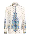 Etro Ivory Paisley Print Silk Twill Shirt In White