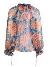 Etro Ruffled Button-front Silk Blouse In Multi
