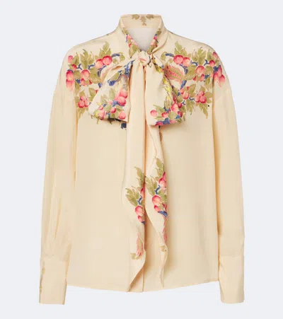Etro Floral Silk Crêpe De Chine Blouse In Sand