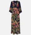 Etro , Printed Crepe De Chine Dress, Woman, Navy Blue, Size 42 In Multicoloured