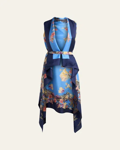 Etro Floral Silk Foulard Vest In Multi