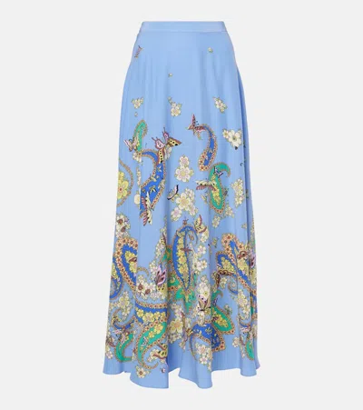 Etro Maxirock Aus Seide In Blau
