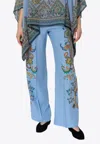 Etro Women Floral Print Pants In Blue