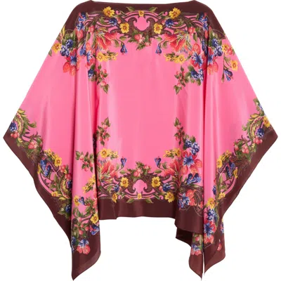 Etro Floral Silk Poncho In Multi