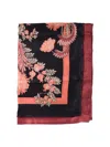 Etro Satin Floral Rectangular Scarves In Black