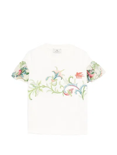 Etro Kids' Floral Sleeve T-shirt In Brown