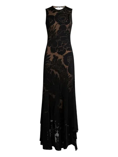 Etro Long Dress Stretch Jersey Sleeveless Floor Length In Black