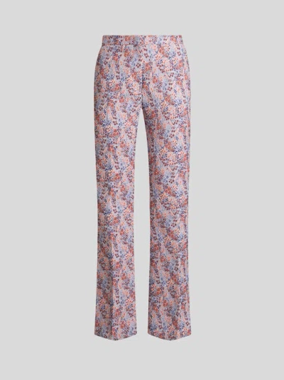 Etro , Floral Stretch Trousers, Woman, Light Blue, Size 48