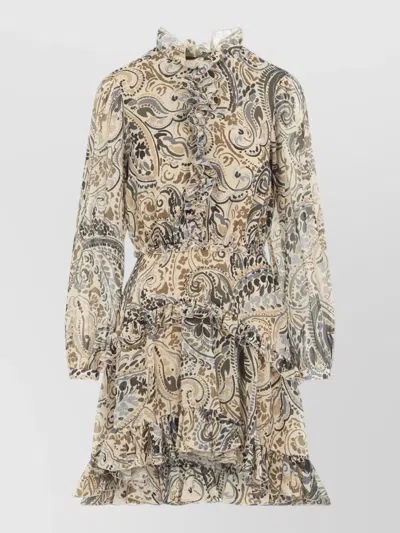 Etro Tiered Ruffled Paisley-print Chiffon Mini Dress In Multi