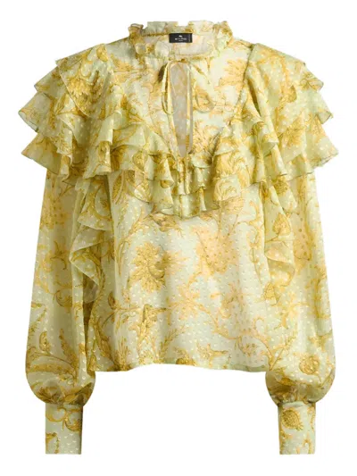 Etro Floral Top In Yellow