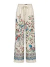 Etro Women White Pants With Elastic Drawstring Waist And All-over Floral Print In Tech Fabric Woman In White