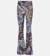 Etro Floral Velvet Jacquard Flared Pants In Multicoloured