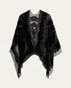 Etro Floral Velvet Sheer Cape In Black