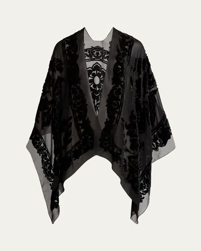 Etro Floral Velvet Sheer Cape In Black