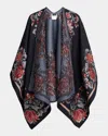 Etro Floral Jacquard Cape In Black