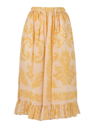Etro Floral-detail Ruffled Skirt In Multi