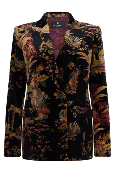 Etro Floral-jacquard Cotton Blazer In Multi