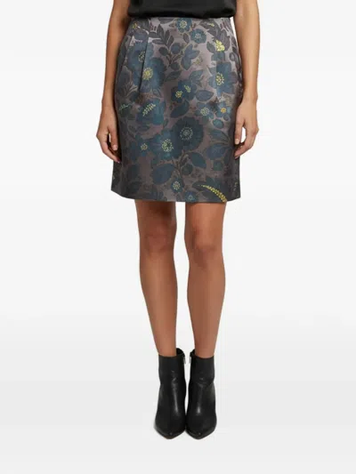 Pre-owned Etro Floral-jacquard Mini Skirt In Gray