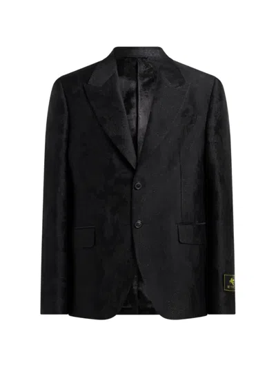 Etro Floral-jacquard Single-breasted Blazer In Black